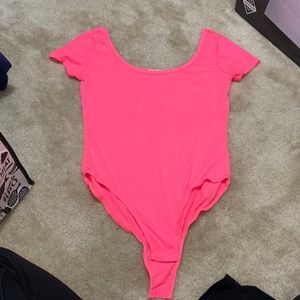 HOT PINK SCOOP NECK BODY SUIT